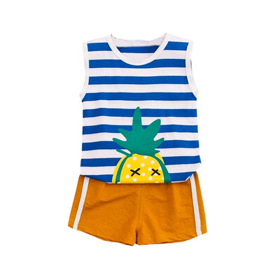 

Summer children clothes 2pcs Baby Boys clothes Casual Sleeveless Striped Pineapple Vest TopsShorts Suits Costume Set