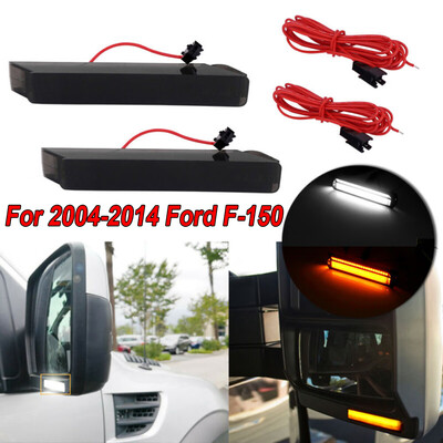 

2pcs Car Auto White Amber Side Mirror Turn Signal Lights For Ford F-150 Raptor
