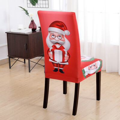

Christmas Chair Cover Cute Cartoon Pattern Santa Claus Chair Back Covers Decoration Holiday Party