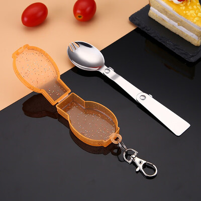 

Portable folding tableware Stainless Steel Simple Spoon Tableware Creative Dinnerware Sets