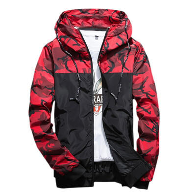 

Man Jacket Spring Autumn Slim Korean Style Hooded Jackets Men 3 Colors Polyester Rib Sleeve Casual Jacket