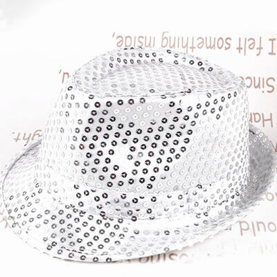 

11 Colors Unisex Women Men Sequin Shining Trilby Hat Cotton Fancy Party Dance Hat