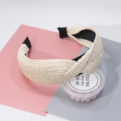 

New Fashion Vintage Bow Knot Cross Hand-Woven Imitate Raffia Holiday Headband Headwear Accessories