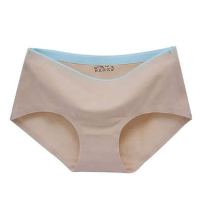 

New Female Panties Seamless Ice Silk Safety Pants Casual Womens Solid Color Summer Panties Mid Waist Underwear