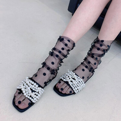 

Women Fashion Summer Polka Dot Fishnet Long Socks Lady Mesh Lace Short Socks