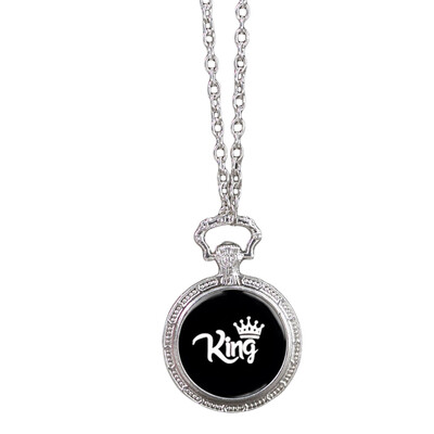 

King Queen Pendant Time Necklace Charm Time Sweater Necklace Valentine Gift