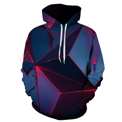 

Toponeto Mens Casual 3D Geometric Vertigo Print Long Sleeve Hooded Long Sleeve Coat