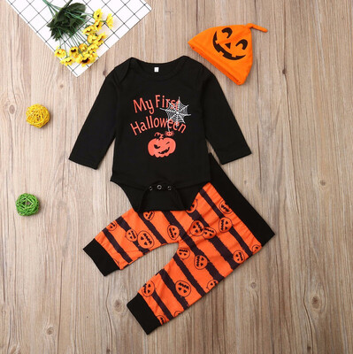 

Newborn Baby Girls Boys Clothes Halloween Romper JumpsuitHatPants Outfit Sets