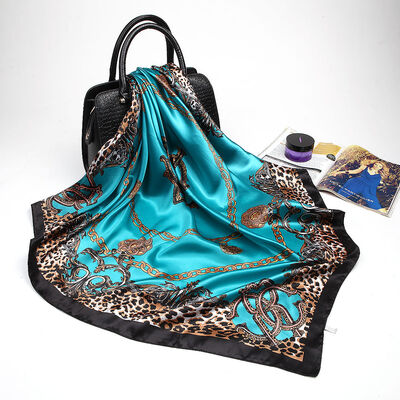 

Womens Large Square Silk-like Satin Scarf Leopard Scarves Head Neck Wrap Shawl