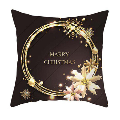 

2020 Xmas Pillow Case Christmas Snowflake Elk Printed Sofa Cushion Cover 18X18&quot
