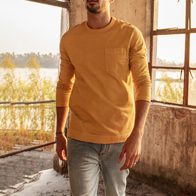 

Mens Autumn Loose Fit Solid Pullover Long Sleeve Sport Fitness Tops T-shirts