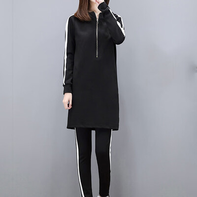 

Autumn Women Set Two Piece Set Long Sleeve Hoodie And Pants Fit Black Plus Size Women Sets Clothing