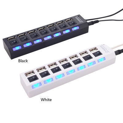 

JDL-A7 HUB USB Hub 7 Port USB 20 Independent Switch Indicator High Speed Ultra Slim Splitter Hub with USB Cable for Desktop Noteb