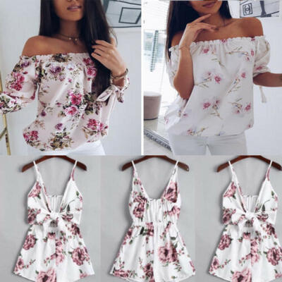 

Women Short Sleeve Off Shoulder Loose Print Sleeveless Vneck Sexy Leotard Plus