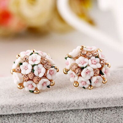 

Rose Earrings 1 Pair New Arrivals Korean Fashion Women Jewelry Multicolor Rose Flower Earrings Cute Ceramic Earrings 1 Pair