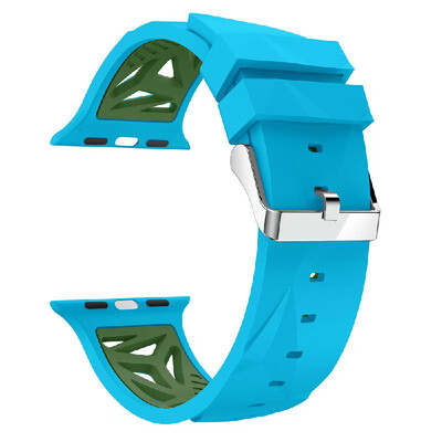 

38mm Bicolor Silicone Buckle Watch Band Strap Two Tone Replacement Wristband for Men Women for Apple Watch iWatch Series 1234