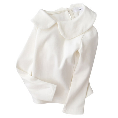 

Autumn Children Casual Tops Baby Girl Long Sleeve Doll Collar T-Shirts Kids Solid Color Soft Comfy Tops Tees