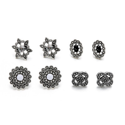 

Variety Clover Crystal Flower Stud Earring Set Women Irridescent Jewelry