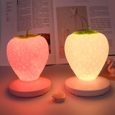 

Creative strawberry shape night light new USB charging dimming bedroom bedside lamp new strange led decorative table lamp