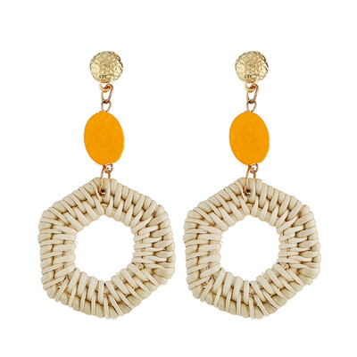 

Good Quality New Women Fashion Earrings Resin With Rattan Knit Statement Weave Earring For Women