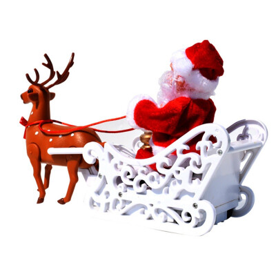 

Home Christmas Ornaments Electric Toy Santa Claus Elk Sleigh Doll Electric Xmas Gift