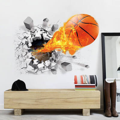 

Creative Football 3D Wall Stickers Basketball Broken Wall Art Decal Car Wall Poster Kids Room Decoration Boys Favors