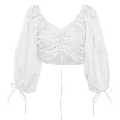 

Women Sexy Backless V-Neck Summer Lantern Long Sleeve Drawstring Blouses Shirts Women Casual Loose Blouse Tops