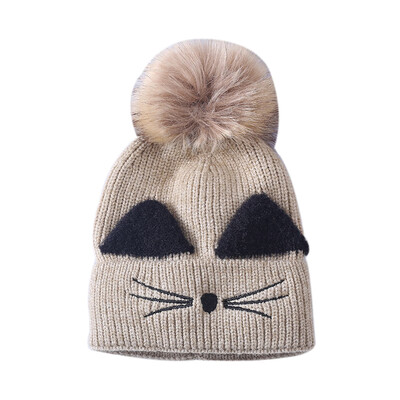 

Newborn Boys Girls Cute Autumn Winter Warm Kids Baby Plush Ball Design Hats Wool Hemming Caps Baby Caps Fashion Hot