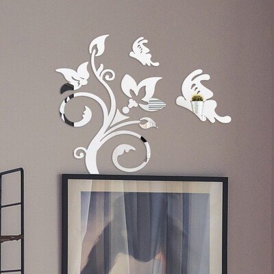 

Gobestart 3D Diy Leaves Flower Fashion Acrylic Wall Sticker Modern Stickers Decoration