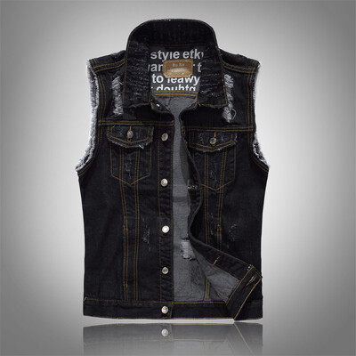 

Toponeto Mens New Fashion Denim Vest Casual Cowboy Jacket In Shoulder Blouse