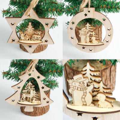 

Xmas Tree Wooden Santa Hanging Ornament Decoration Christmas Home Party Decor