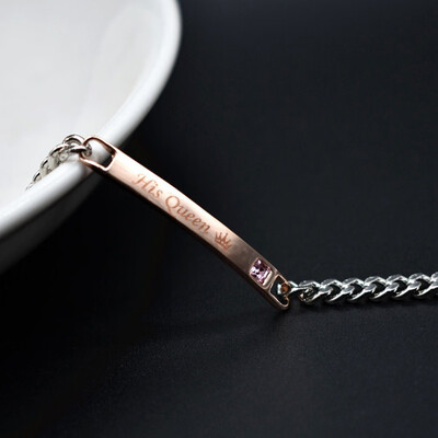 

Matching His Queen And Hers King Stainless Steel Chain Couple Bracelets For Women Men