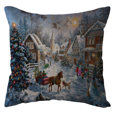 

Tailored Christmas Santa Claus Pillow Case Linen Sofa Throw Cushion Cover Home Decor