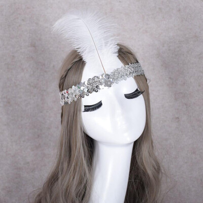 

Multicolor Optional Fashion Flapper Feather Headdress Sequins Headband For Party Wedding