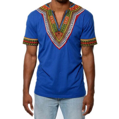 

Mens Casual T-Shirt Tops African Tribal Printed Short Sleeve Simple Hippie Tee