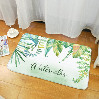 

Gobestart Tropical Plant leaves Pattern Polyester Bathroom Kitchen Carpet 40x60cm