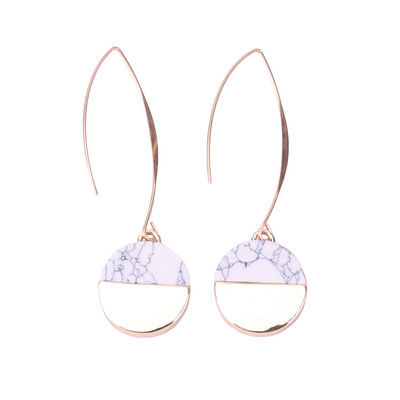 

Unique Earrings Geometric Gold Color White Stone Drop Earrings Women Girls Gift
