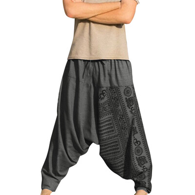 

Gobestart Mens Long Casual Print Loose Trousers Large Size Nationality Trousers Pants
