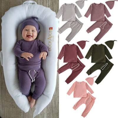 

3PCS Newborn Baby Girl Boy Winter Clothes Set Striped Tops T-Shirt Pants Outfits