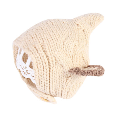 

Winter Newborn Hats Cute Warm Kids Girls Baby Solid Print Hats Knitted Wool Hemming Caps