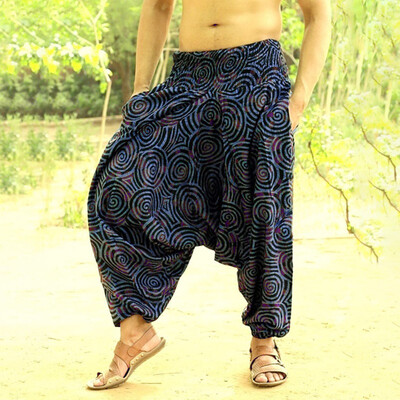 

Gobestart Mens Long Casual Print Loose Large Size Nationality Trousers Pants Cross-pants