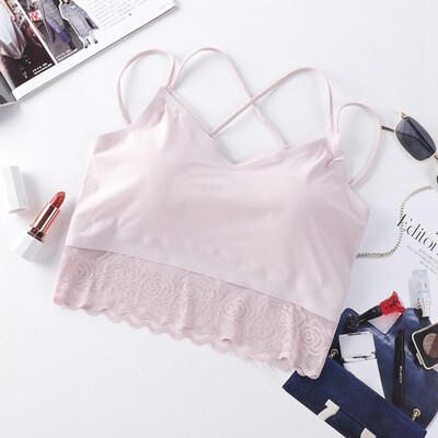 

Solid Color Beauty Back Bra Sexy Thread Underwear Lace Stitching Tube Top