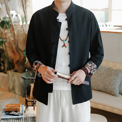 

Toponeto Chinese Fashion Mens Cotton-linen Long sleeves Tops in Spring&Summer
