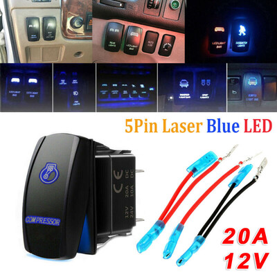 

LED Rocker Switch Dual Light 20A 12V ON OFF Air Compressor Waterproof Cables Set