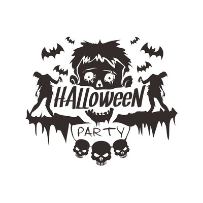 

Halloween Decorative Party Black Wall Stickers Self-Adhesive PVC Decals For Kids Rooms Nursery Halloween Party