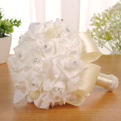 

Toponeto Crystal Roses Bridesmaid Wedding Bouquet Bridal Artificial Silk Flowers