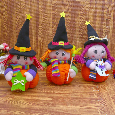 

Halloween Festival Cute Small Plush Toy Doll Funny Doll Pumpkin Witch Decoration Ornaments Halloween Festival Ornaments