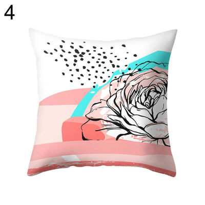 

Flower Color Block Twig Pillow Case Cushion Cover Sofa Bed Car Cafe Office Decor