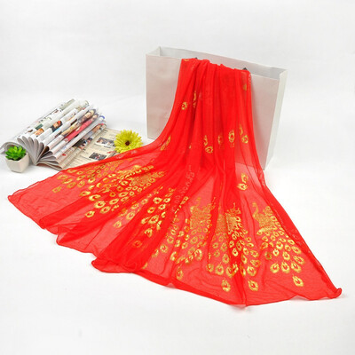 

Peacock Flower Printing Long Women Shawl Soft Wrap Scarf Autumn And Winter