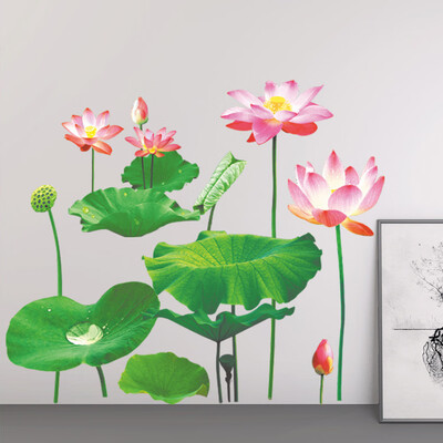 

Gobestart 1PCS Simulation Lotus Removable Vinyl Decal Art Mural Home Decor Wall Stickers